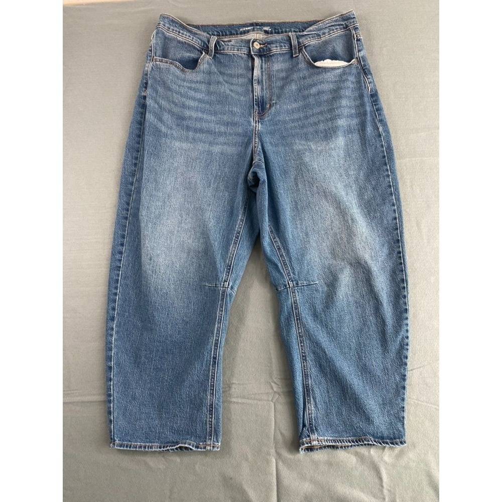 Old Navy Wow Barrel Leg Jeans Women Sz 18 (37x24) Medium Wash High Rise Stretch